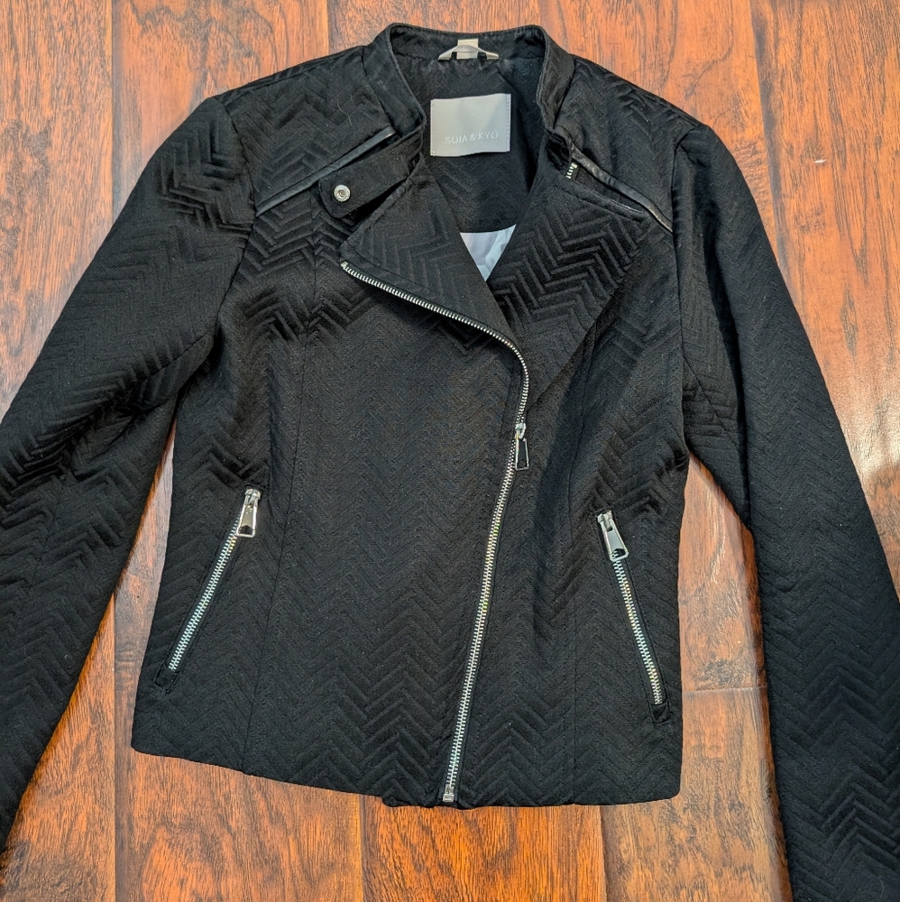 Patterned Cloth Biker Jacket
